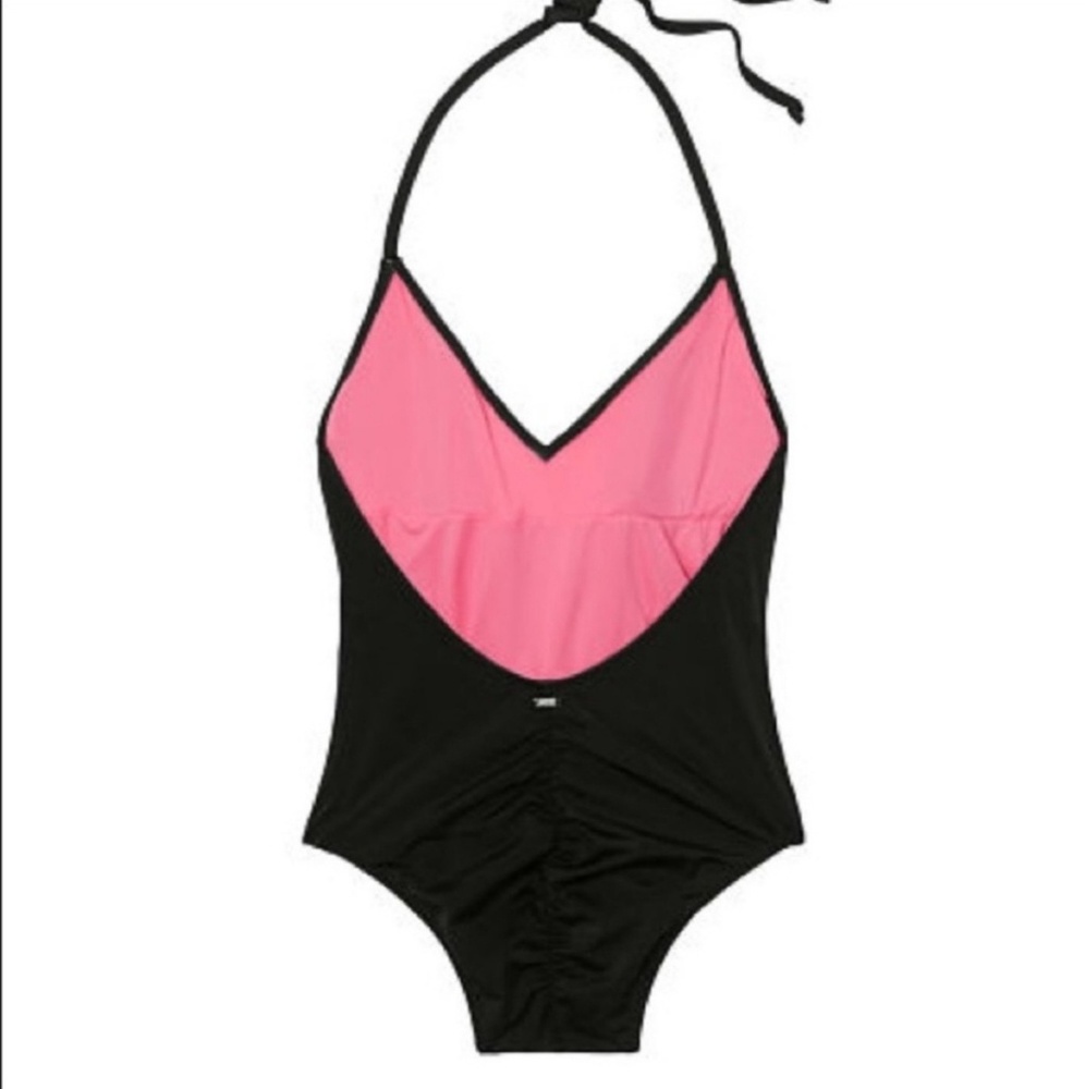 PINK HALTER TIE CHEEKY SWIMSUIT L